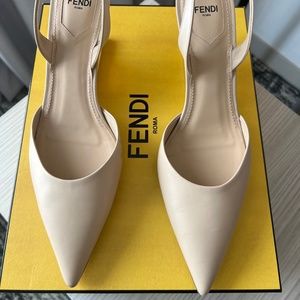 FENDI First Leather Medium Heel Slingback Pump (Pale Pink) Size 40